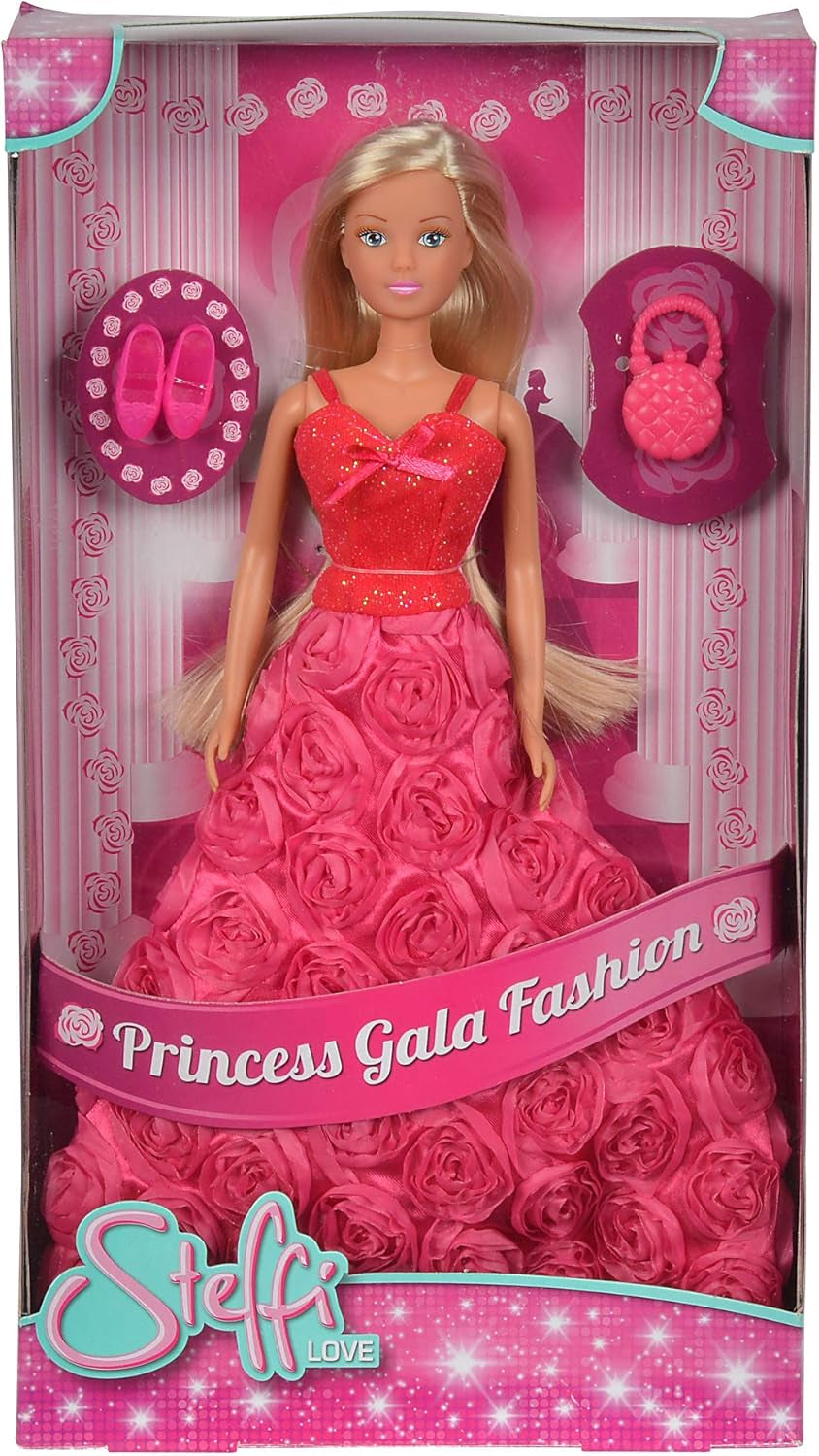 Simba 105739003 - Steffi Love Princess Gala Fashion, 2-Fach Sortiert, es Wird nur EIN Artikel geliefert, Spielpuppe als Prins in traumhaften Rosenkleid met Handtas, 29cm, ab 3 Jahre