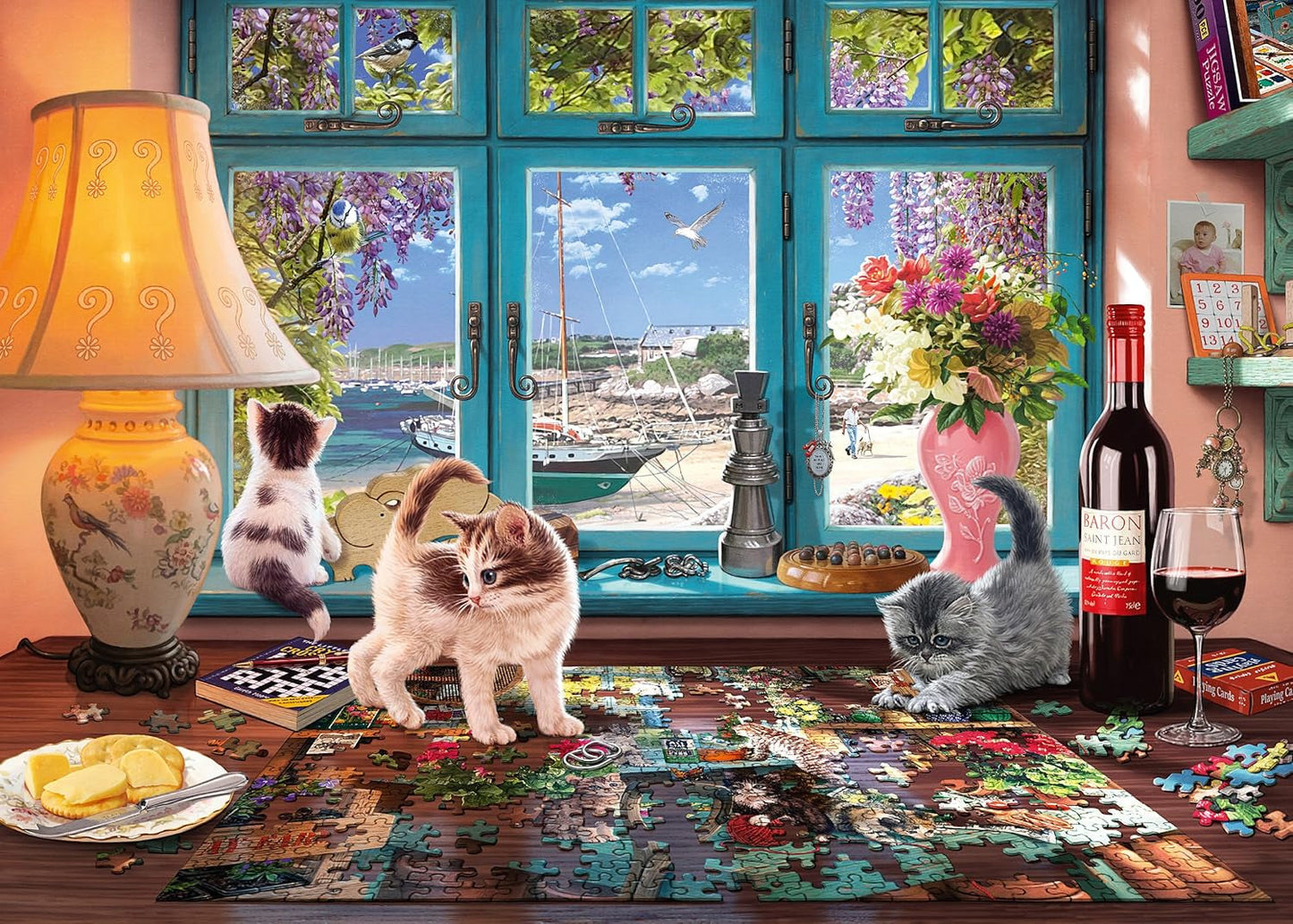 Schmidt Spiele 58344 Aan de puzzeltafel, puzzel van 1000 stukjes Puzzel Naty Shop