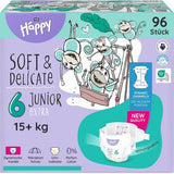 Bella Baby Happy Premium Luiers, Maat 6, Junior Extra, 15+ kg, 96 stuks, DERMATEST en OEKO-TEX Seal, Wegwerpluiers