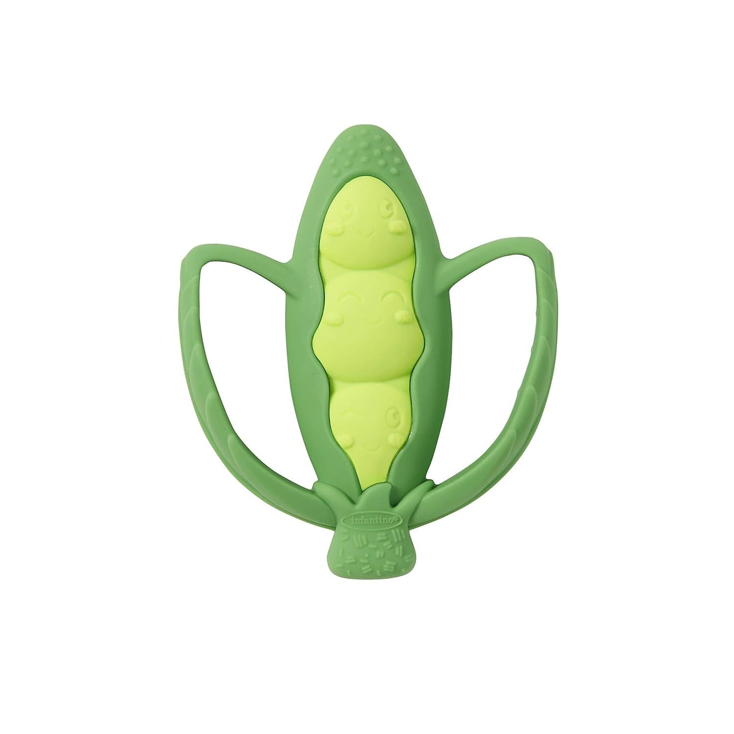 Infantino Lil' Nibbles, getextureerde siliconen bijtring, BPA-vrij babybijtringspeeltje, zacht, gemakkelijk vast te houden, zintuiglijke stimulatie voor zuigelingen, broccoli