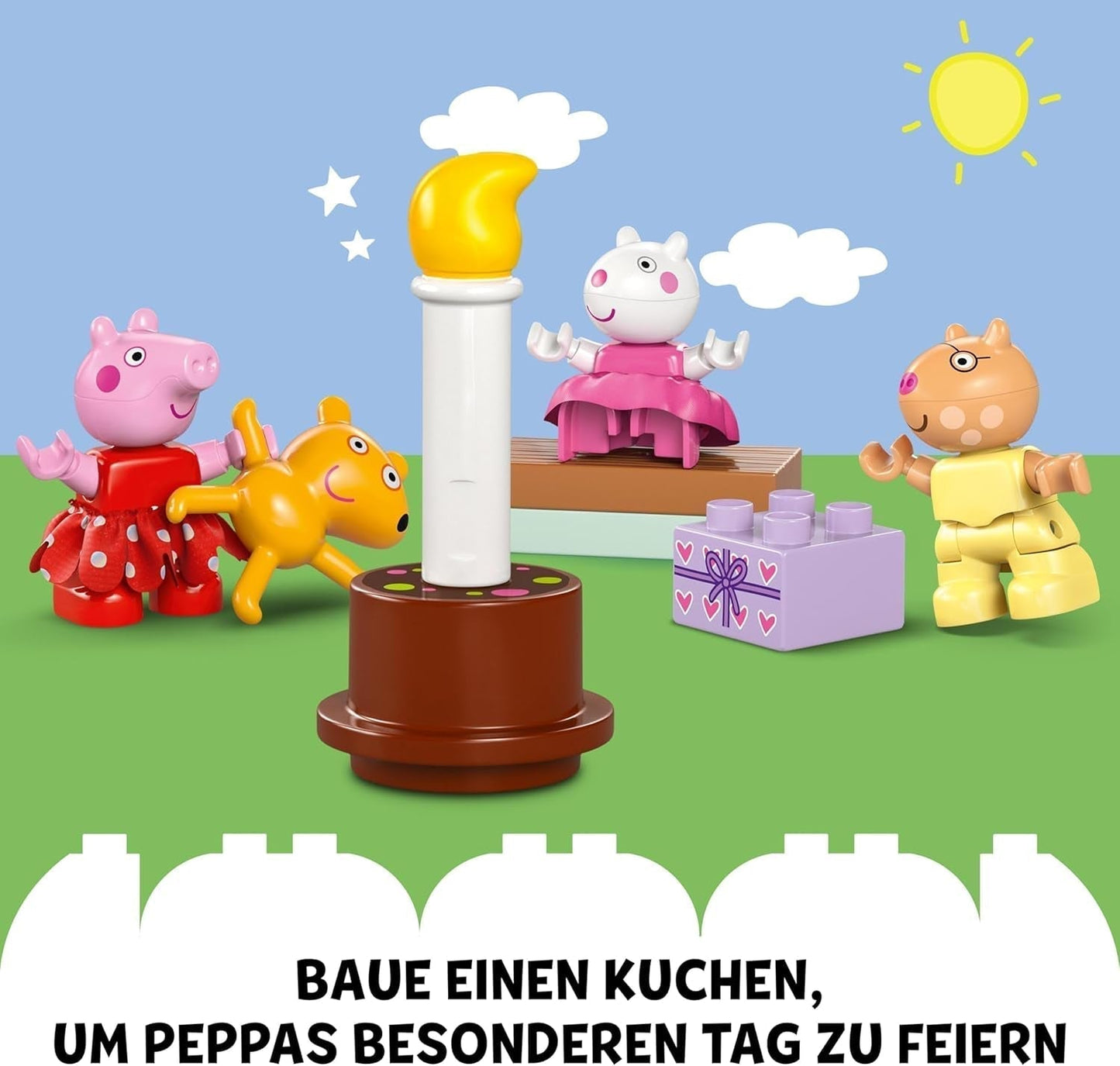 LEGO DUPLO Peppa's verjaardagshuis: Creatief speelgoed met 3 figuren, bouw en herbouwd speelgoedhuis voor 2-jarigen, jongens en meisjes, bevordert de behendigheid 10433 Bouwsets Besuche den LEGO-Store