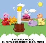 LEGO DUPLO Peppa's verjaardagshuis: Creatief speelgoed met 3 figuren, bouw en herbouwd speelgoedhuis voor 2-jarigen, jongens en meisjes, bevordert de behendigheid 10433 Bouwsets Besuche den LEGO-Store