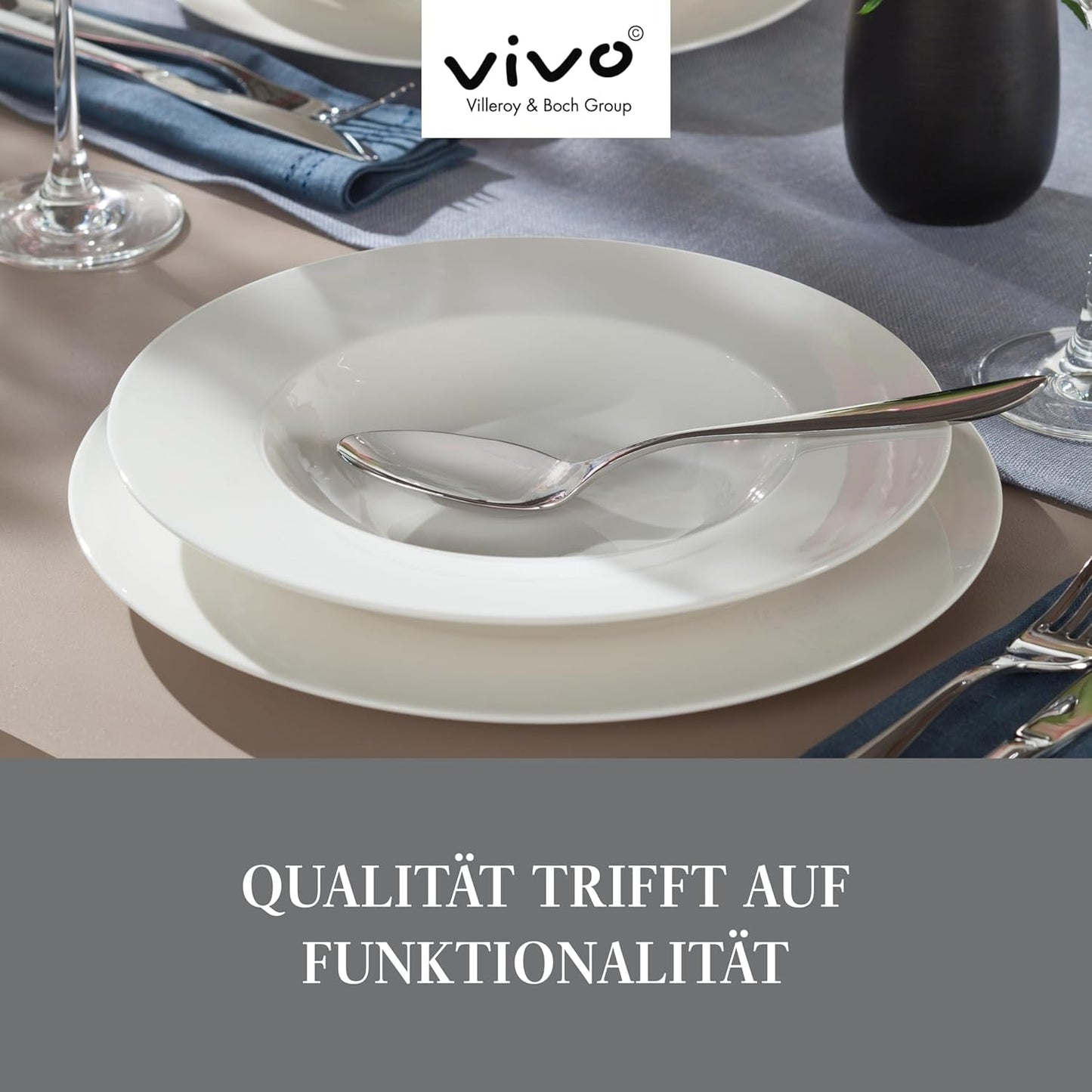 vivo - Villeroy & Boch Groep - Basic Wit 30-delig servies, vaatwasser- en magnetronbestendig, Wit servies, Koffieservies, Keramiek, Borden, Kopjes, Premium porselein