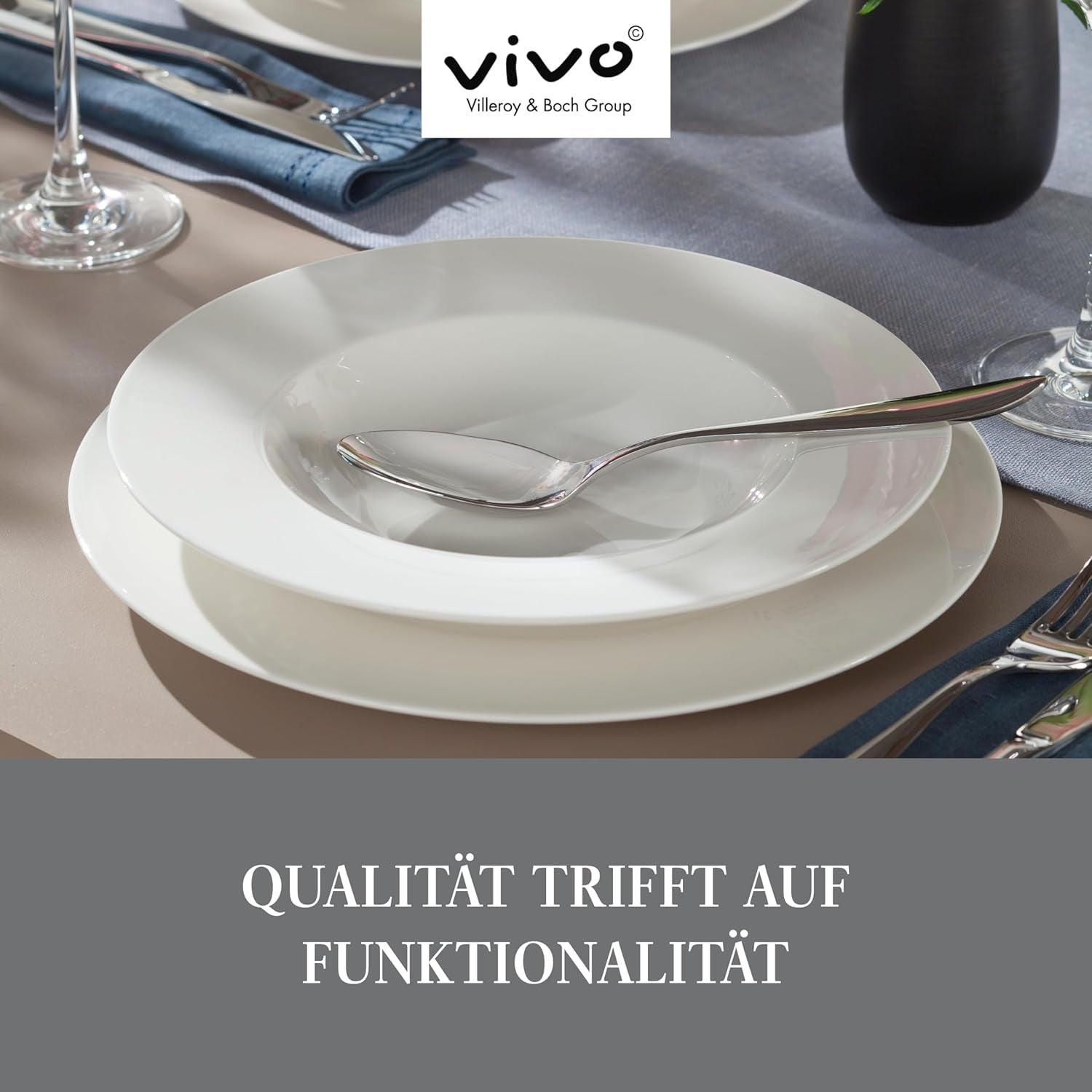 vivo - Villeroy & Boch Groep - Basic Wit 30-delig servies, vaatwasser- en magnetronbestendig, Wit servies, Koffieservies, Keramiek, Borden, Kopjes, Premium porselein