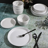 Sofia Coupe serviesset, servies voor 4 (12-delig), wit met stippen