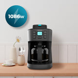 Cecotec Coffee 66 Grind & Drop Essentieel druppelkoffiezetapparaat. 1086 W, messenslijper, maximaal 12 kopjes, Extreme Aroma-technologie, digitaal, roestvrij staal, automatische uitschakeling.