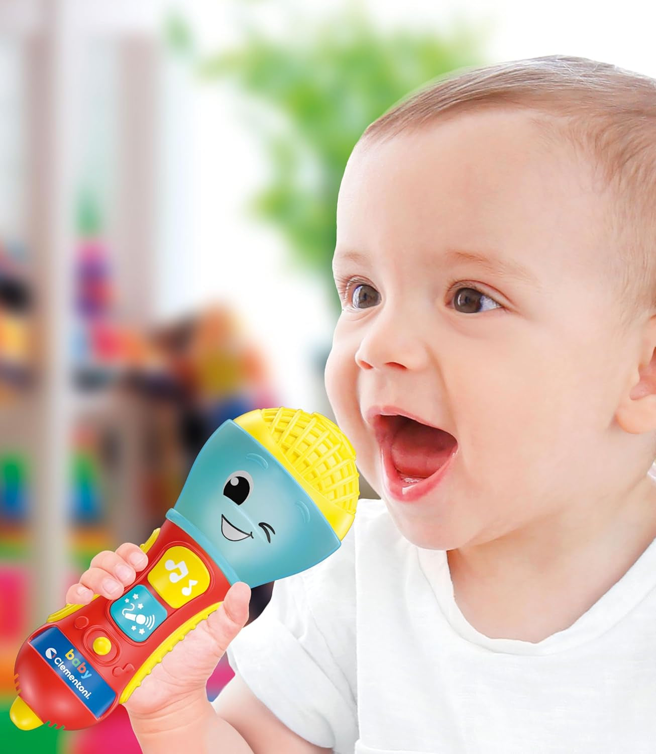Clementoni - Babymicrofoon, elektronisch muziekspel voor vroege kinderjaren, speelgoed 10-36 maanden, activiteitencentrum met licht en geluid, 17931 Babyspeelgoed Naty Shop