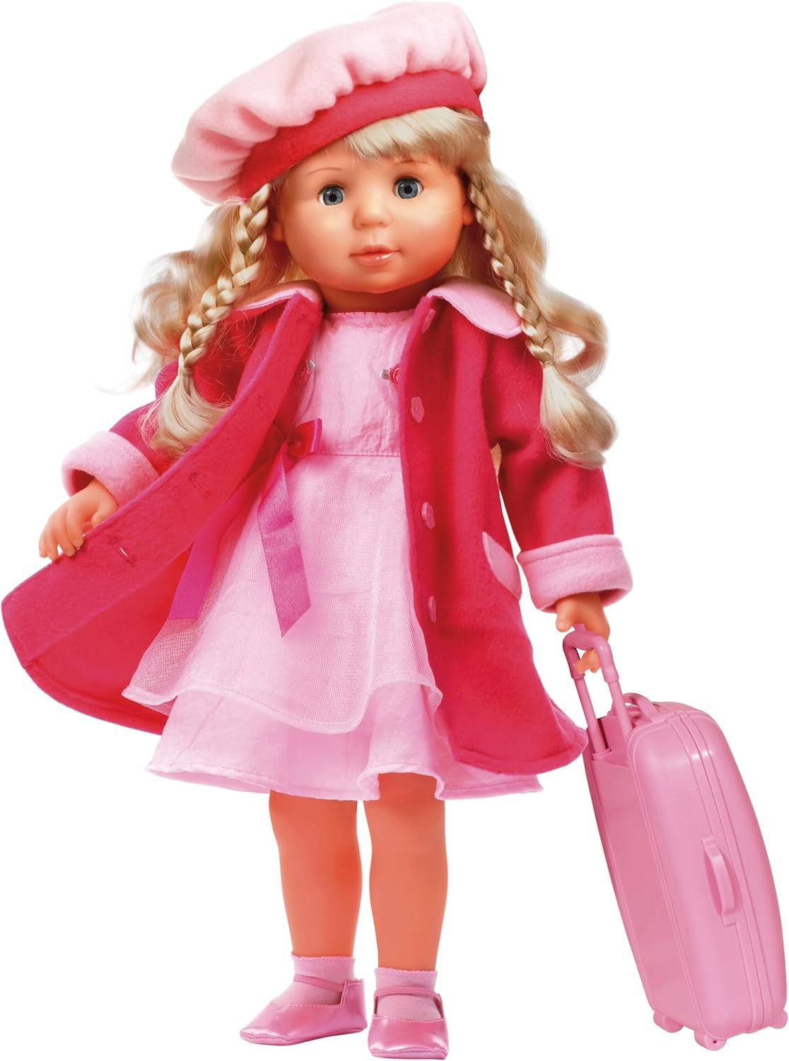 Bayer Design 94635AA Charlene functionele interactieve pop met slaperig haar en ogen, spreekt en zingt 90 zinnen, 2 gedichten en 8 liedjes, 46 cm, roze