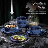 Homikit serviesset, 12-delige serviesset voor 4 personen, serviescombinatie met borden, dessertborden en ontbijtgranenschalen, magnetron- en vaatwasserbestendig, elegant blauw
