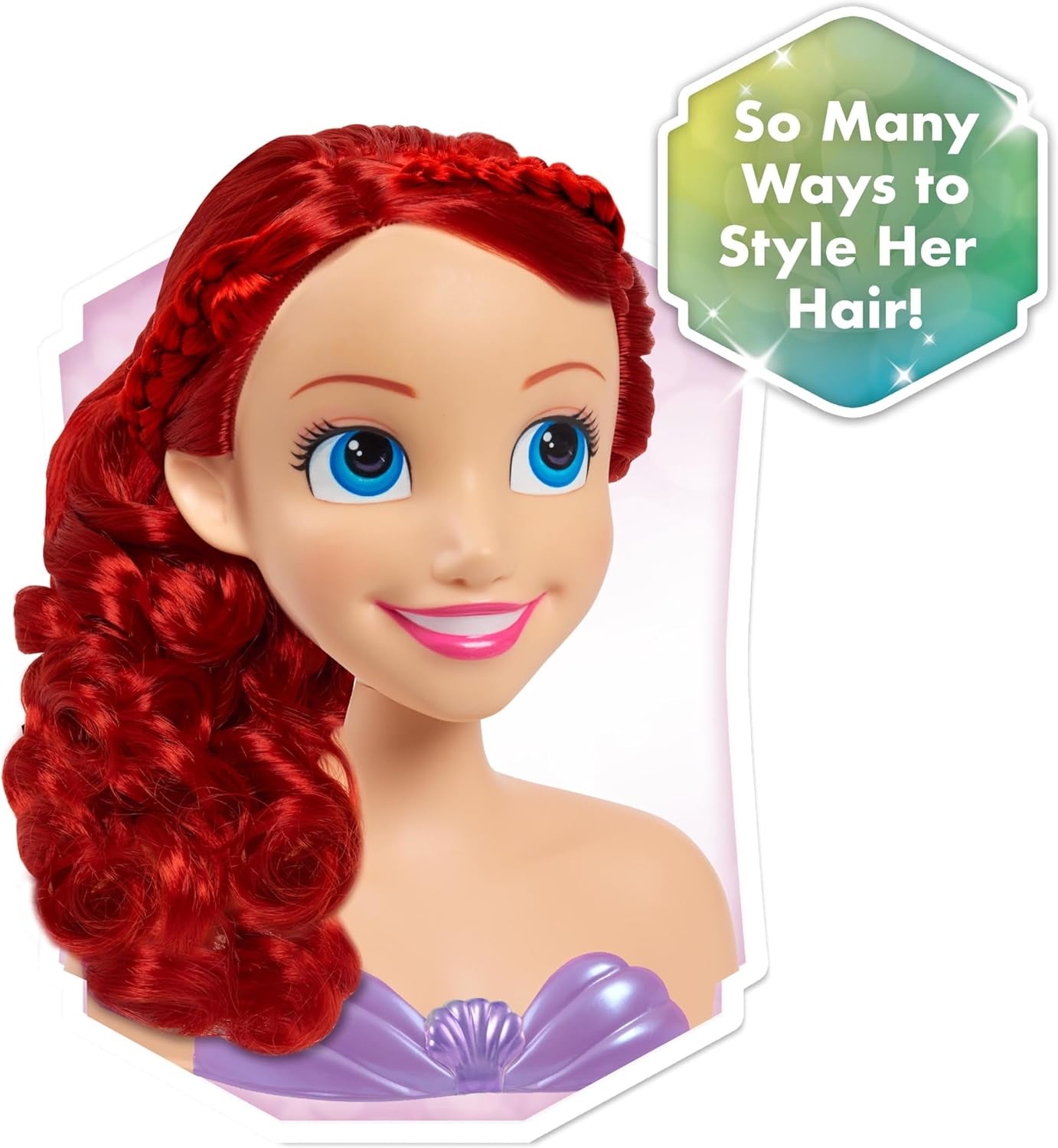 Ariel Just Play Disney Princess Haarhoofd 20 cm met accessoires 7-delige set Rood haarspeelgoed voor kinderen vanaf 3 jaar