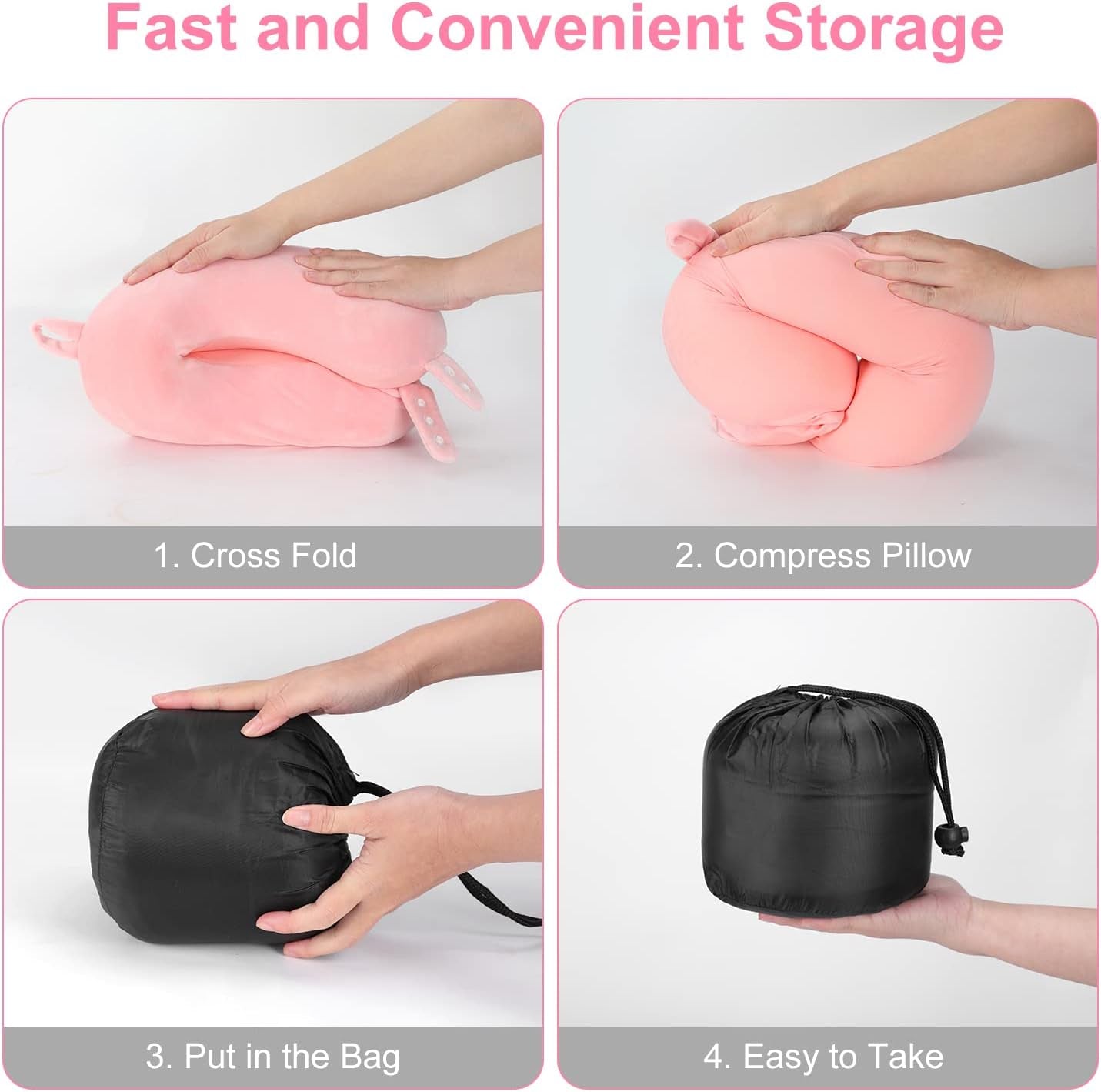 TALLGO Reisnekkussen, Beste Memory Foam Vliegtuigkussen voor Hoofdsteun, Zacht Verstelbaar Kussen voor Vliegtuig, Auto en Huis, Roze Cervicale Orthopedische Kussens Naty Shop