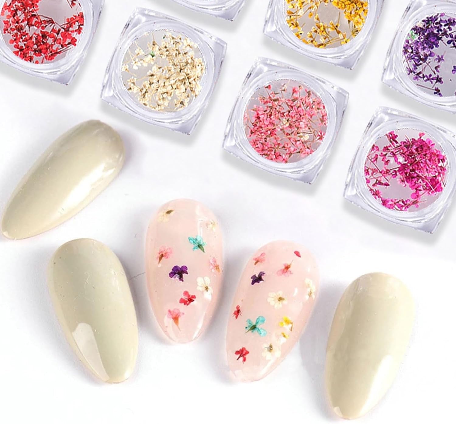 Gedroogde bloemen voor nagels 8 potten 3D gedroogde bloemen voor nagels Natuurlijke kleurrijke nagelstickers Gedroogde bloemen Nagelaccessoires voor nageldecoratie DIY ambachten