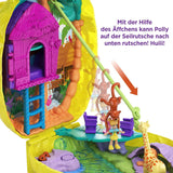 Polly Pocket GKJ64 - Draagbare Pineapple Pocket Compact met 8 leuke functies, Polly en Lila poppen, 2 accessoires en stickervel; speelgoed voor kinderen vanaf 4 jaar