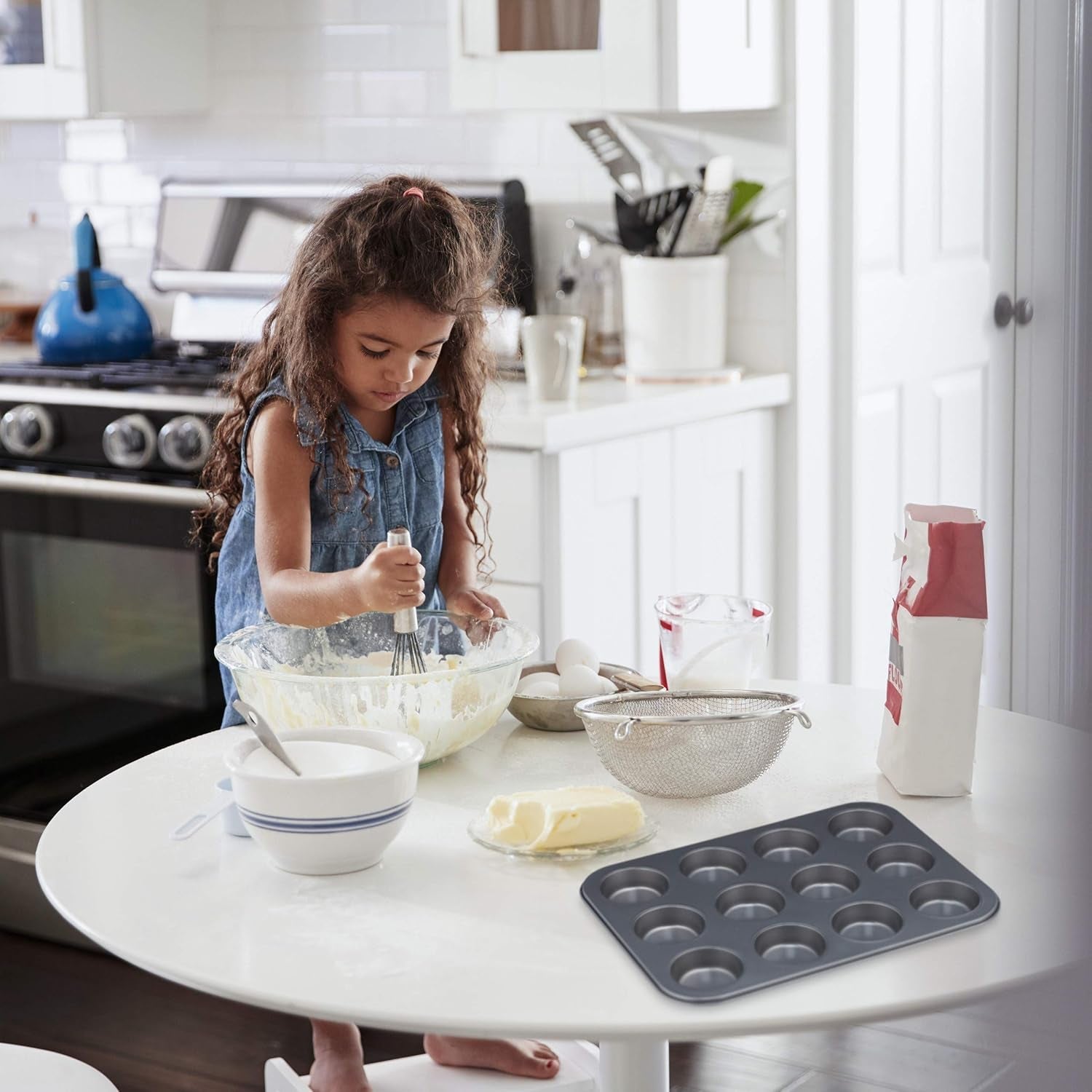 Relaxdays Muffinform, 2Er Set, 12Er Muffinbleche, Antihaftbeschichte, Carbonstahl, Muffins & Cupcakes, Ø 6,5 Cm, Tarwe, 10030825 Vormen en bakplaten Naty Shop
