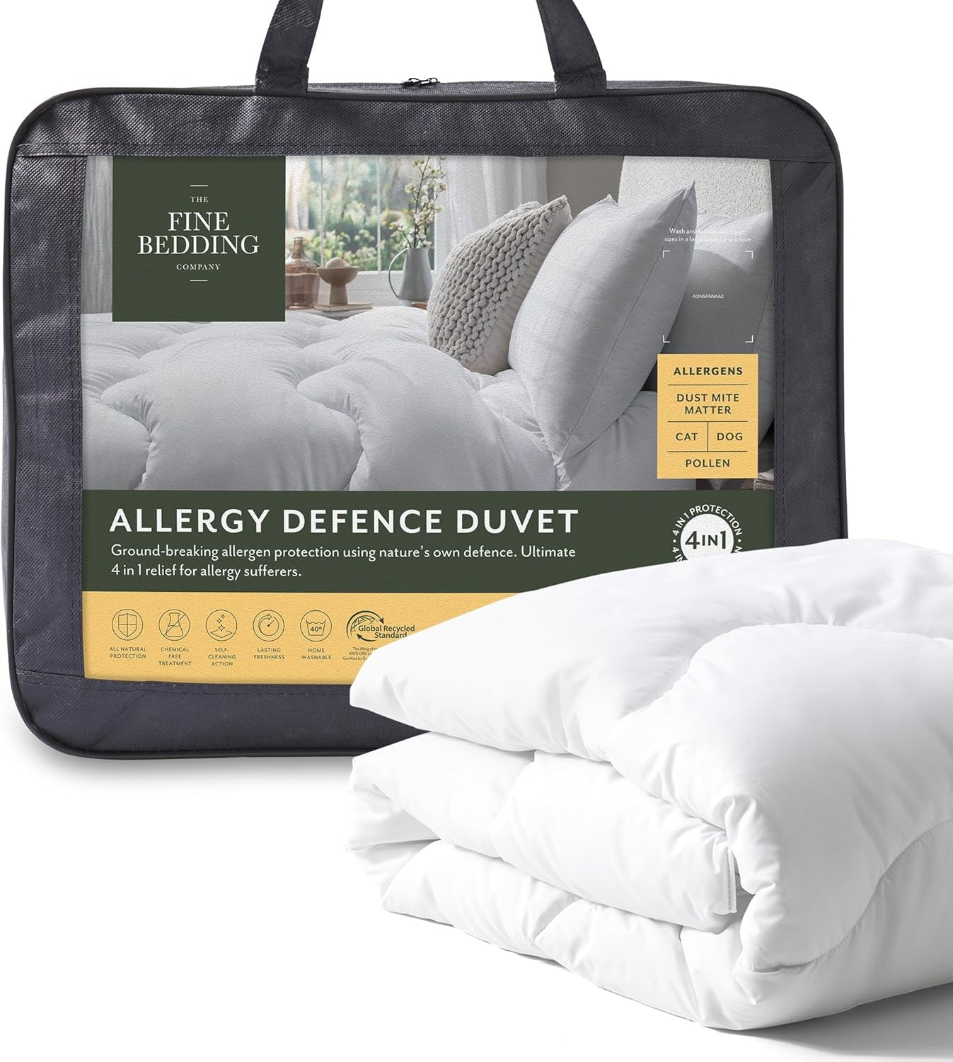 Anti-allergie dekbed, 4,5 Tog, gemaakt van gerecyclede materialen, anti-allergisch en hypoallergeen, Super King Size bed Dekbedden en dekbedden Naty Shop Summer (4,5 tog) Super King