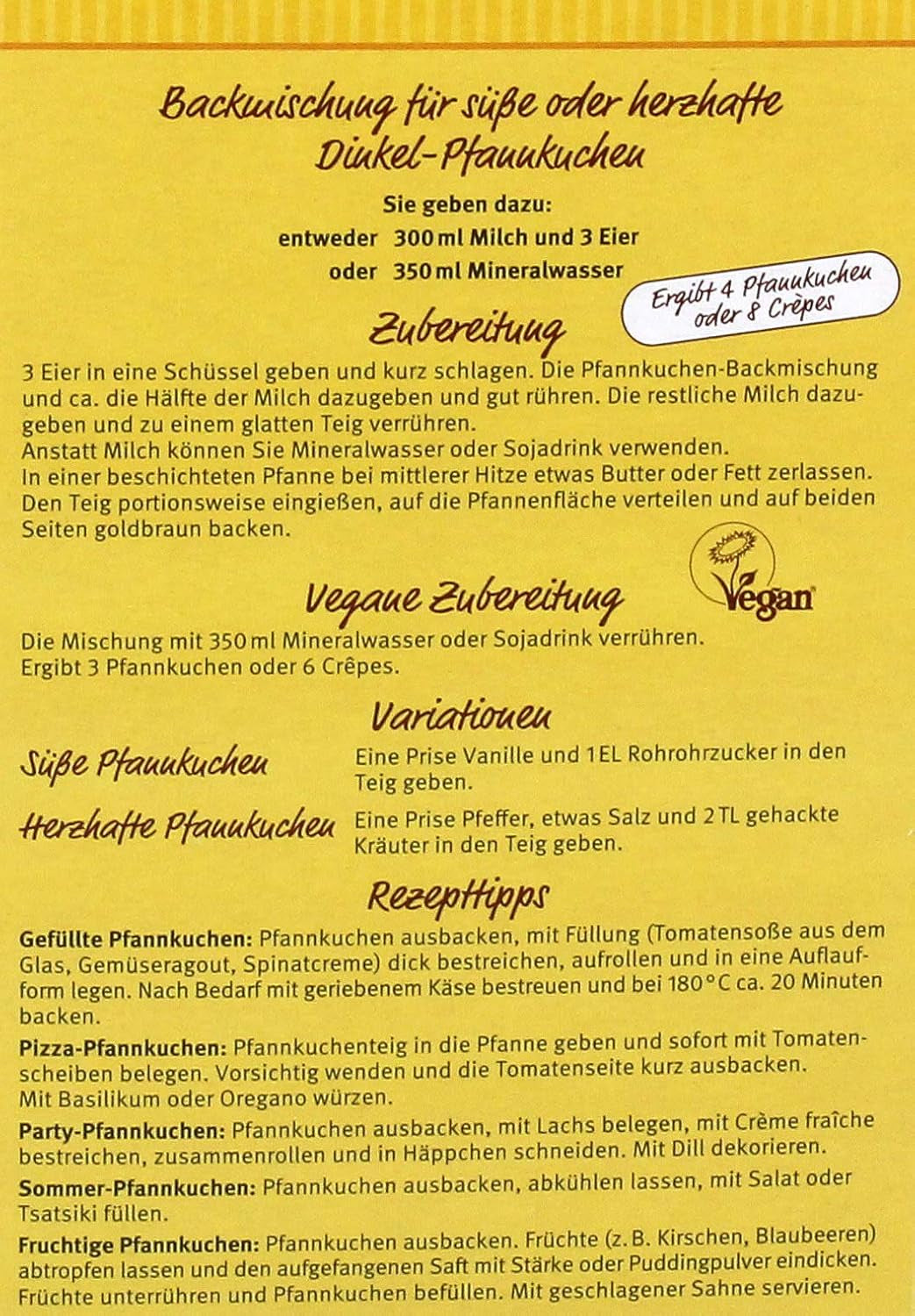 Dinkel-Pfannenkuchen, 180 G Mengsel voor bakken en koken Naty Shop