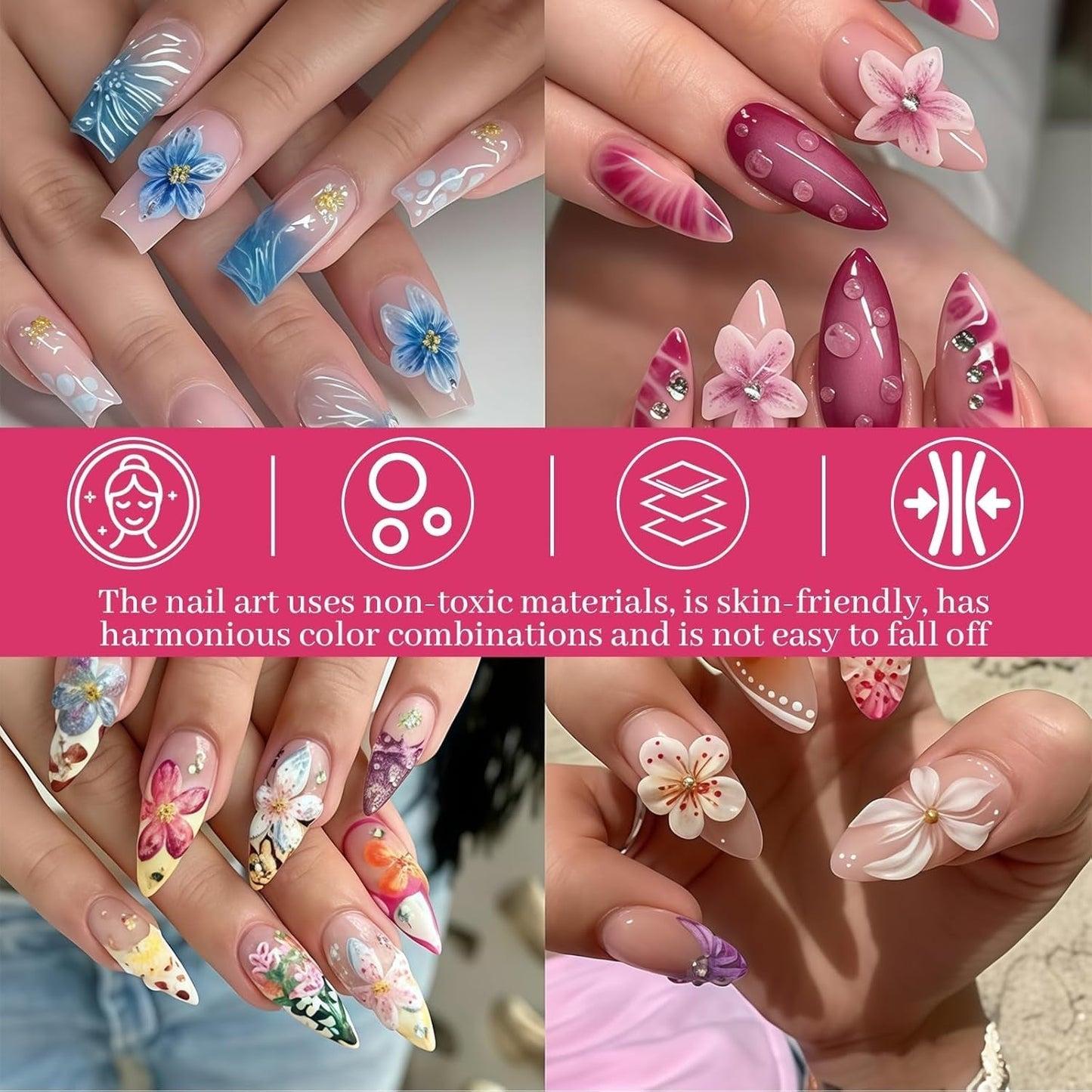 50 stuks 3D Blume Nail Charms Set, Bunte Nageldesign Zubehör, Nägel Charms en Nagel Art Charms, Perfect voor Nailart, Nageldecoratie en DIY Nageldesign