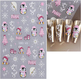 JMEOWIO Nagelsticker Weihnachten 6 Blatt Nail Art Sticker Selbstklebend Nagelaufkleber Schneeflocke Winter Urlaub Süß Decoratie Nageldesign Zubehör