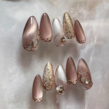Moonglow korte magnetische kunstnagels, roze amandelrood gradiënt glitter kattenoog met lijm, roze rode ombre glitter fototherapie kunstnagels voor dames en meisjes