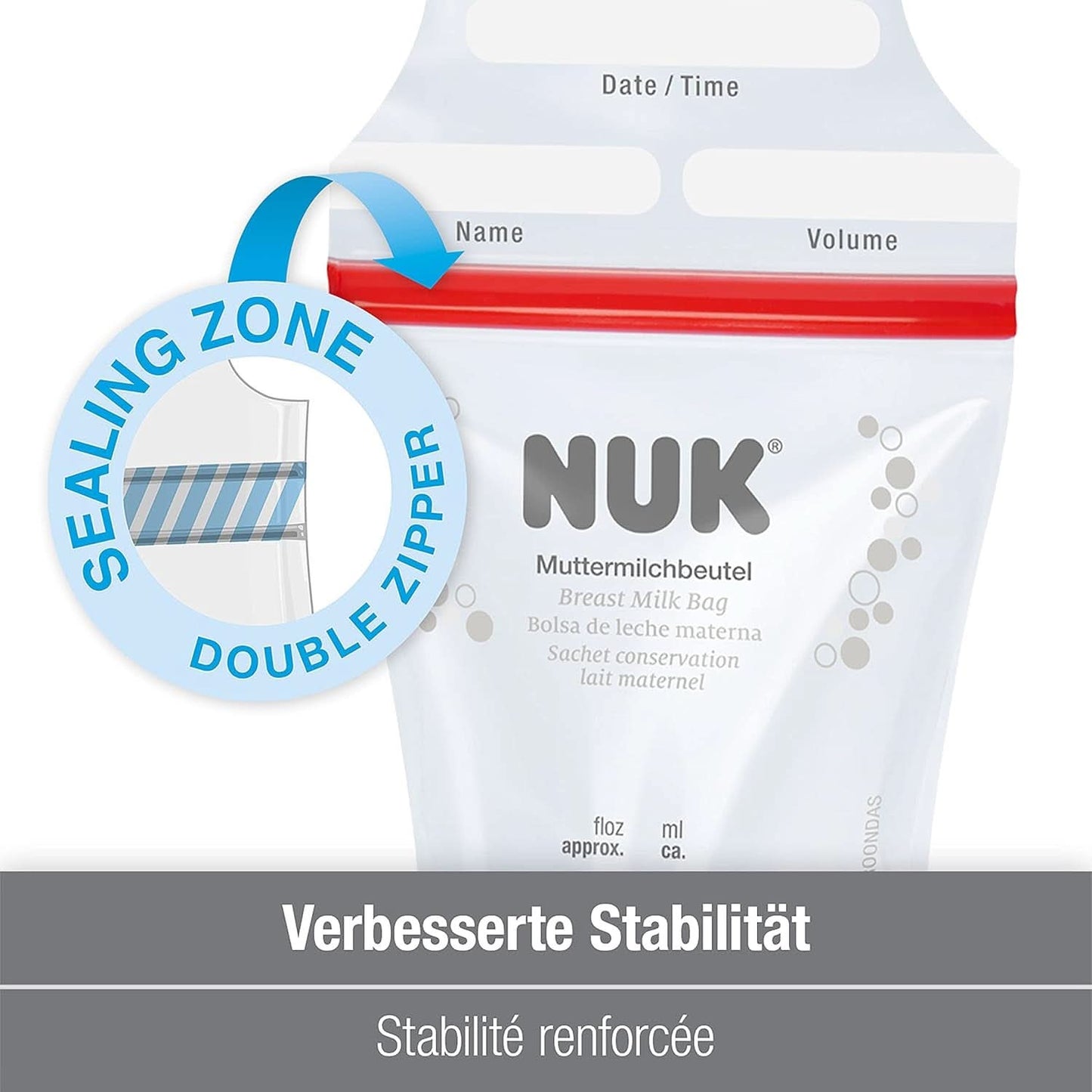 NUK moedermelkzakjes, ruimtebesparend en direct bruikbaar, 180 ml, 25 stuks, transparant Accessoires Voeding en borstvoeding Bebe Naty Shop