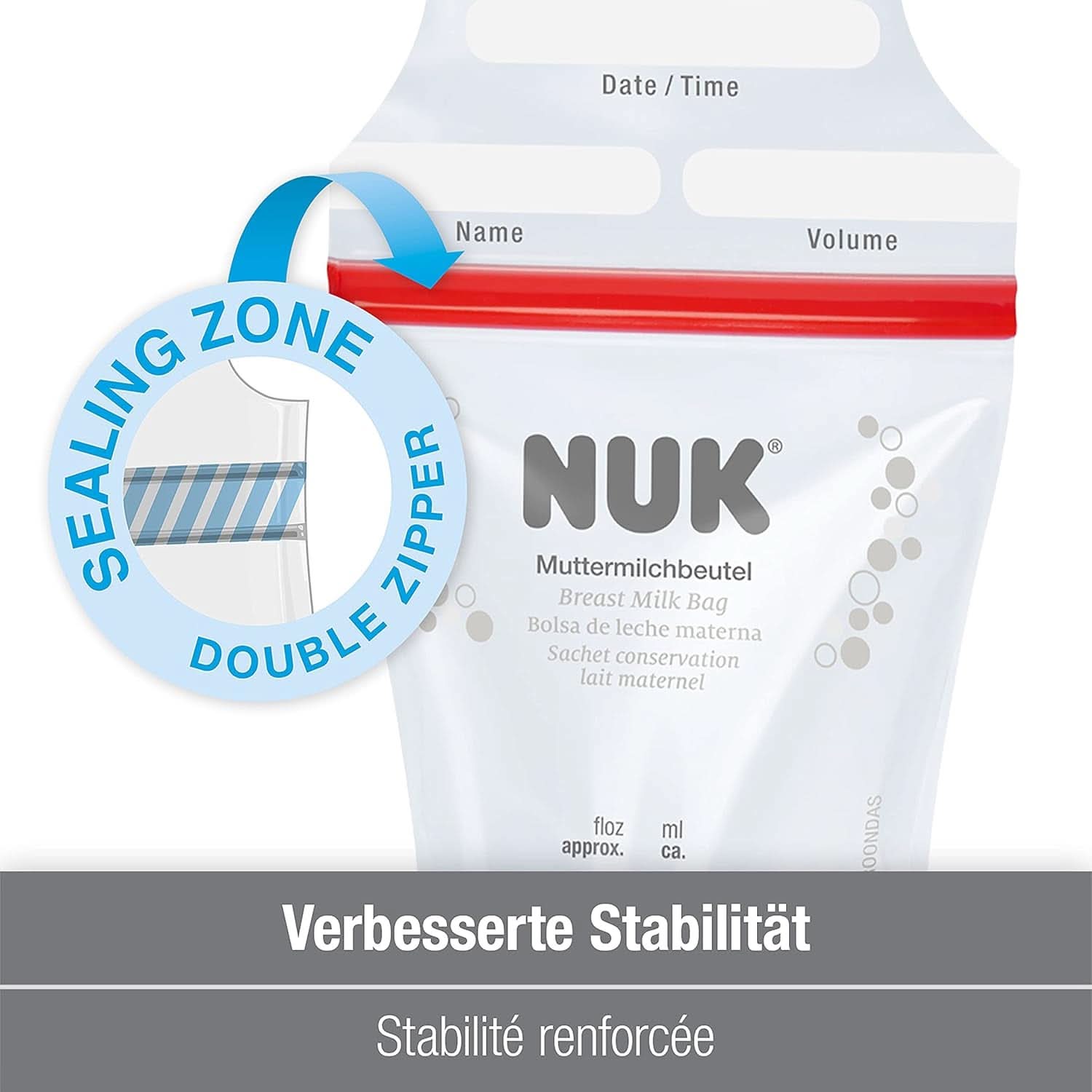 NUK moedermelkzakjes, ruimtebesparend en direct bruikbaar, 180 ml, 25 stuks, transparant Accessoires Voeding en borstvoeding Bebe Naty Shop