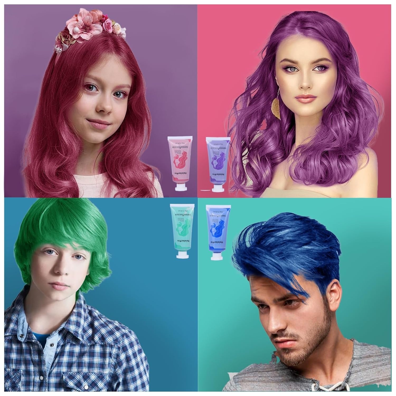 COLAYERIST Haarkrijt 4 kleuren Volwassen meisjes haarkrijt Tijdelijke haarverfset voor kinderen Kinderen Wasbaar Niet-giftig haarkrijt Meisjesgeschenken 6 7 8 9 10 11 12 13 jaar oude haarverf Naty Shop