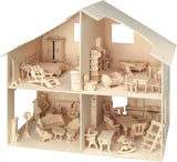 Pebaro Donau Elektronik _M880 3D-puzzelpoppenhuis met meubilair, 30 x 30 x 30 cm, natuurlijk