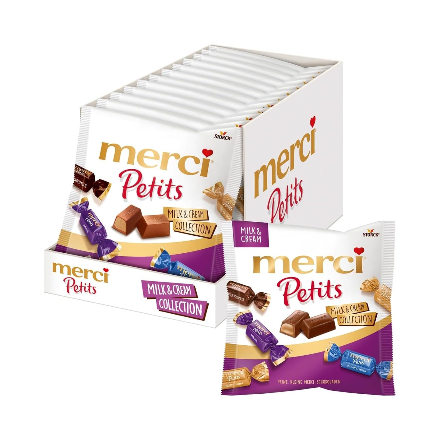 Merci Petits Koffieroom - 12 x 125g - Kleine pralines van witte chocolade op fijne chocolade met koffieroom - Individueel verpakte chocoladepralines