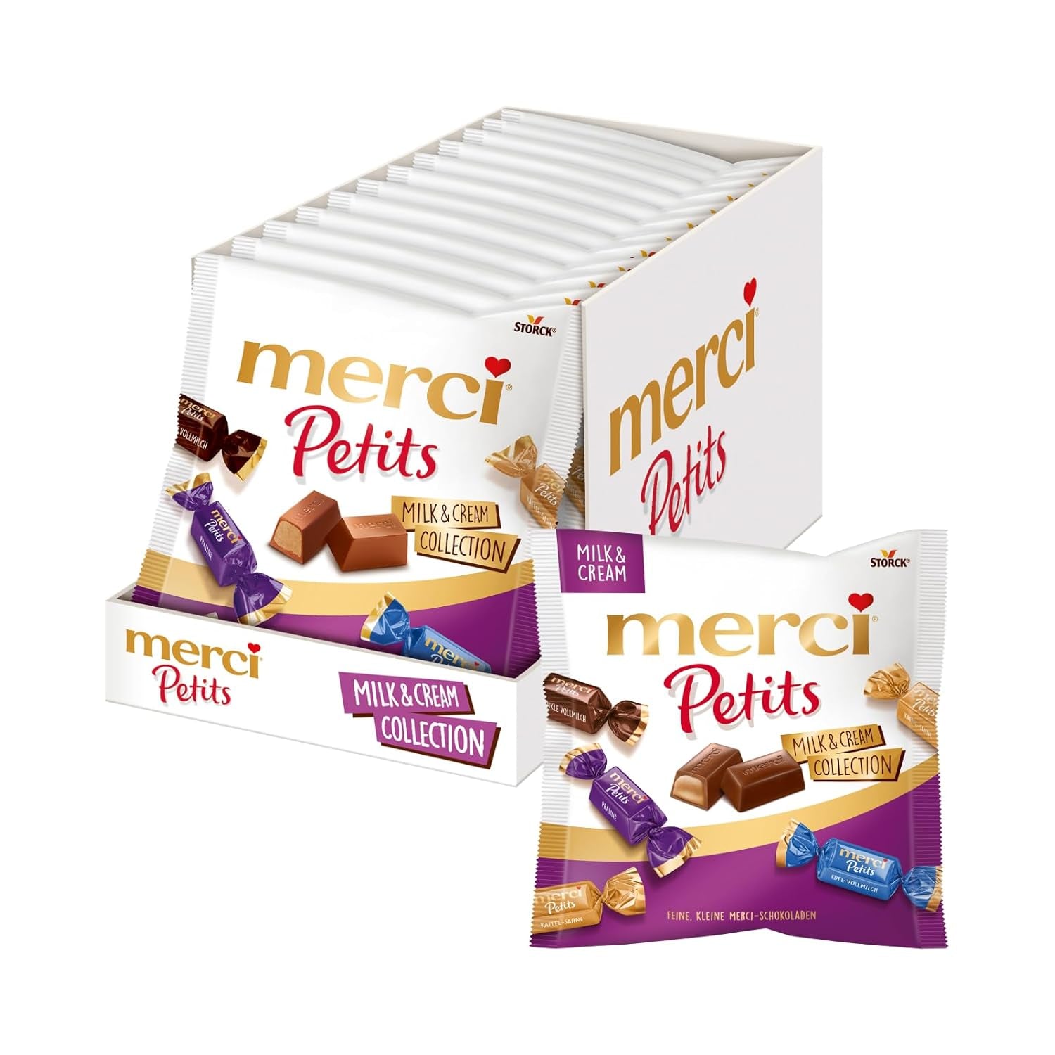 Merci Petits Koffieroom - 12 x 125g - Kleine pralines van witte chocolade op fijne chocolade met koffieroom - Individueel verpakte chocoladepralines