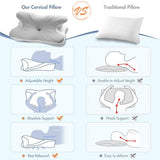 Elegear Memory Foam Kussen met verkoelende kussensloop Nekpijnkussen Zijslaperkussen Ergonomisch kussen Orthopedisch kussen voor zijslaper Rugbuik 63X 10/14 X36Cm Cervicale orthopedische kussens Naty Shop