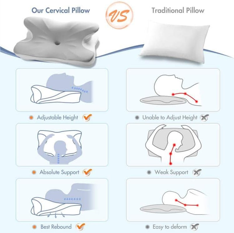 Elegear Memory Foam Kussen met verkoelende kussensloop Nekpijnkussen Zijslaperkussen Ergonomisch kussen Orthopedisch kussen voor zijslaper Rugbuik 63X 10/14 X36Cm Cervicale orthopedische kussens Naty Shop