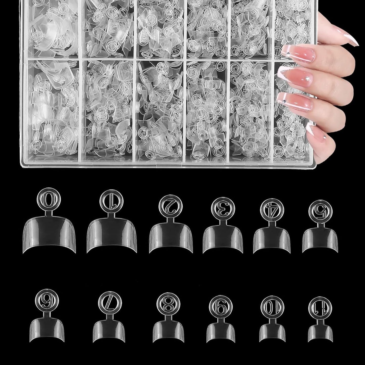 600 stuks Ovale Valse Nagel Tips 12 Maten Korte Nagel Tips Franse Half Cover Valse Nagel Tips voor DIY nagel Salon Transparant