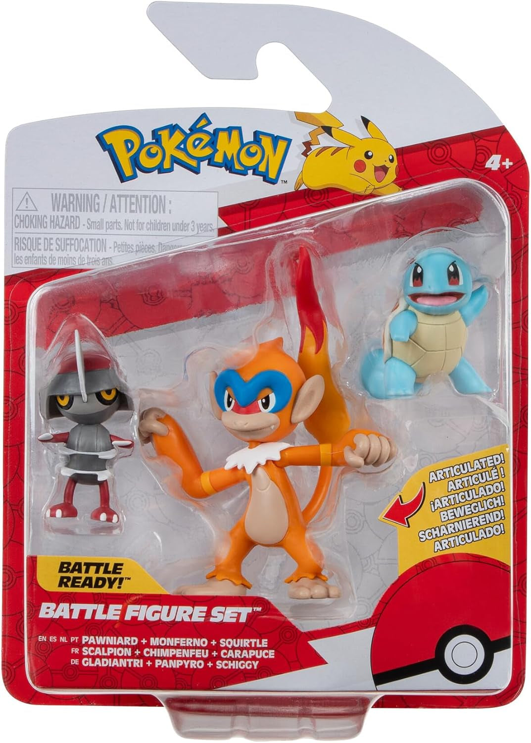 Pokémon PKW3057 Battle Figure Set-Piepi, Tanhel, Lauchzelot Actiefiguren Naty Shop Gladiantri, Schiggy, Panpyro
