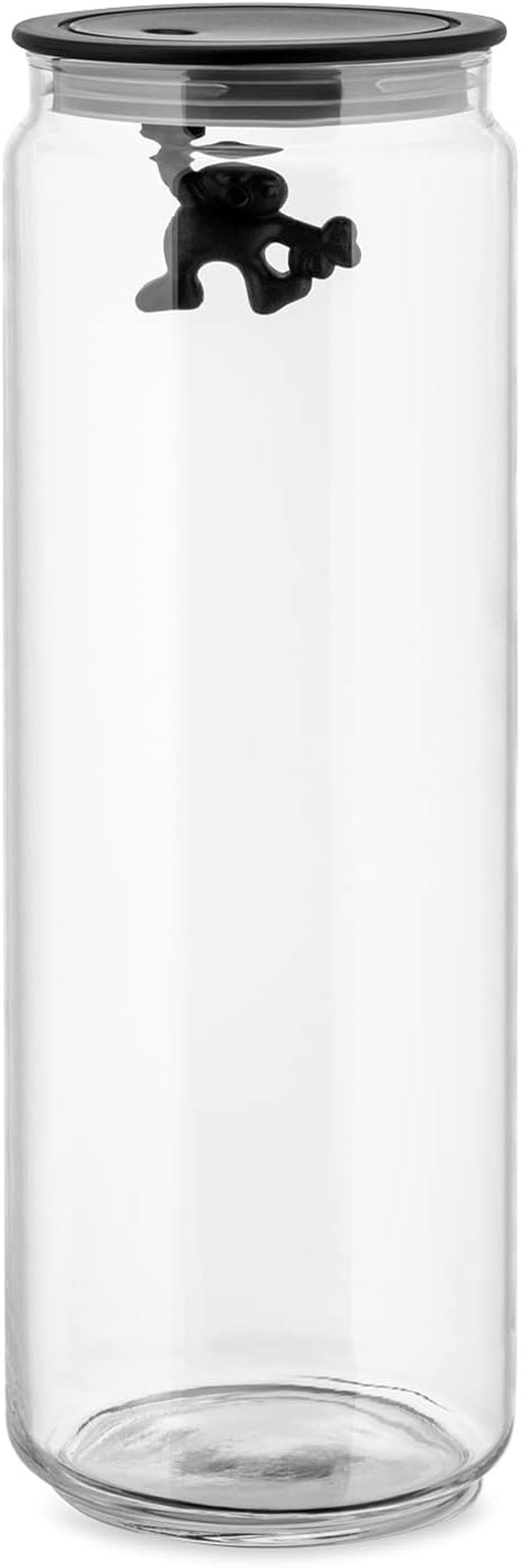 Alessi "Gianni" glazen keukenpot met verzegeld deksel, thermoplastische hars, zwart, 27,5 x 13,5 x 28 cm Voedselbewaardozen Naty Shop glas, zwart 27,5 x 13,5 x 28 cm