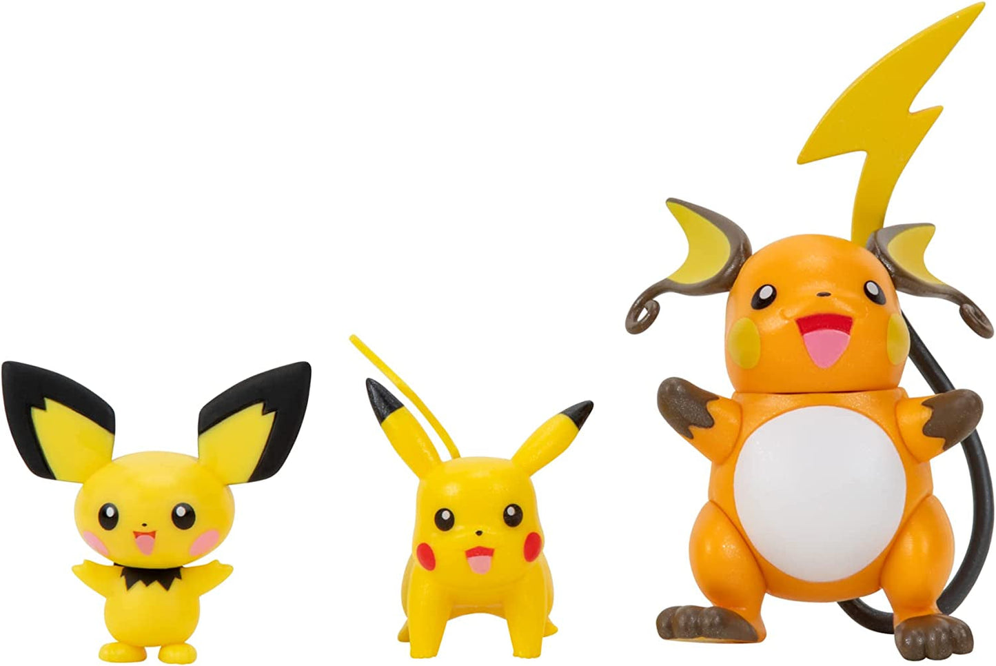 Pokemon PKW2778 Select 3-pack met Pichu en Pikachu en 7,6 cm Raichu Battle Figures Evolution Multipack Style 2 Actiefiguren Naty Shop Multipack - Pichu, Pikachu, Raichu