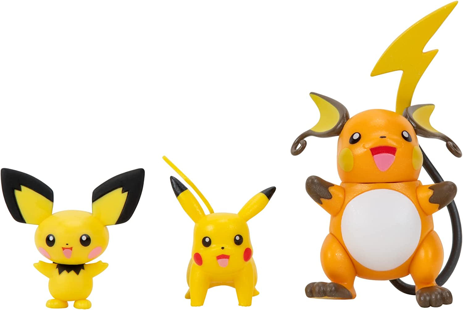 Pokemon PKW2778 Select 3-pack met Pichu en Pikachu en 7,6 cm Raichu Battle Figures Evolution Multipack Style 2 Actiefiguren Naty Shop Multipack - Pichu, Pikachu, Raichu
