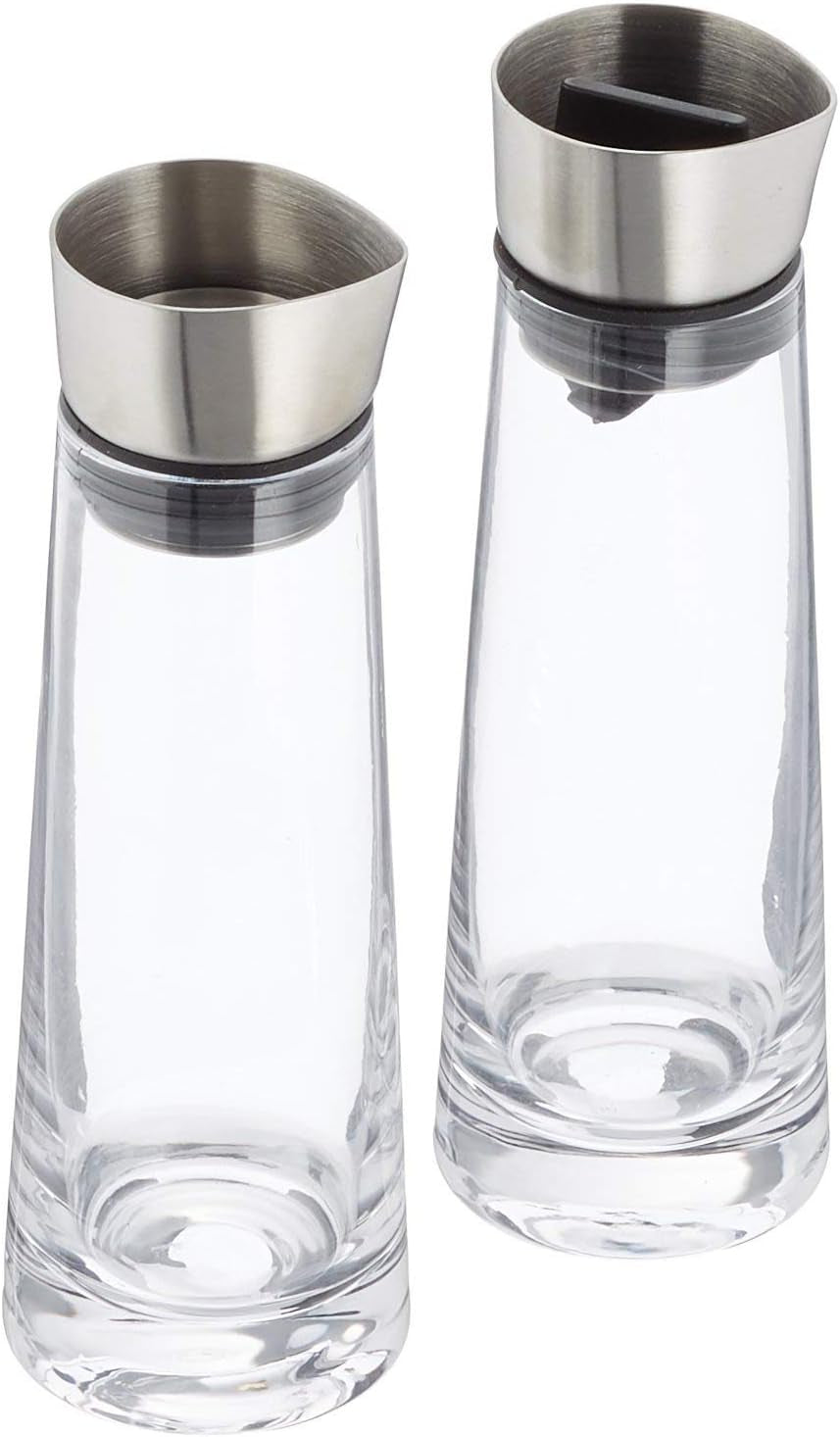 blomus -MACCHIATO- Glazen suiker- en roomset, inhoud 180 ml, roestvrijstalen deksel, voor thee en koffie, hoogwaardige afwerking, exclusieve uitstraling (H / B / D: 17 x 5,4 x 5,4 cm, transparant, 63510)