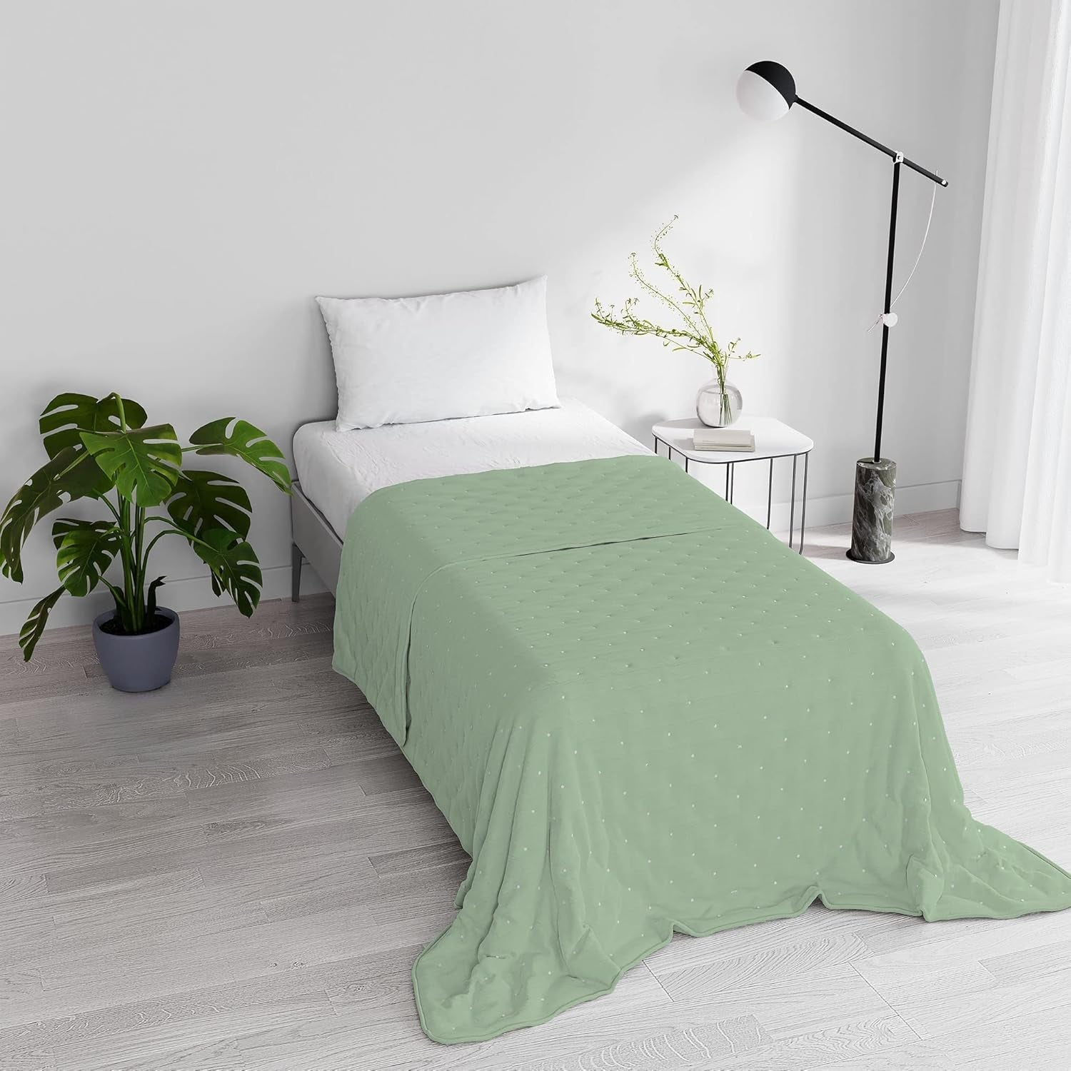 Elegante zomerquilt, gewatteerd, groen, 170 X 250 cm Quilts en quilts Naty Shop Verdino 170X250Cm