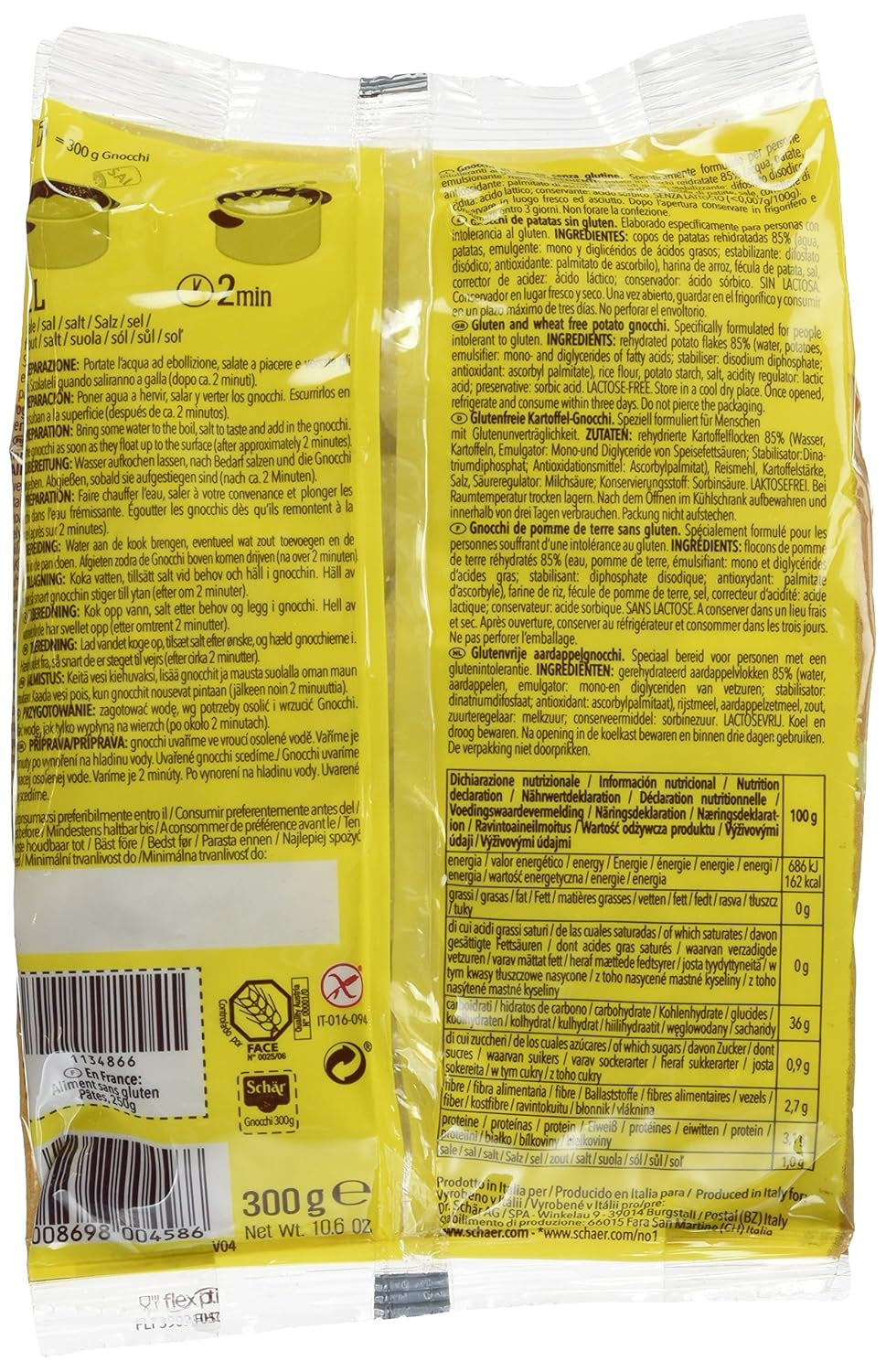 Glutenvrije gnocchi, 300 g, verpakking van 6