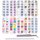 10 dozen nagelsteentjesset, multifunctionele accessoires met 1 pincet, decoratieve diamanten, kristallen, parels, edelstenen, kleurrijk, gemengd, paardenogen, metalen stenen, voor doe-het-zelf nail art-decoraties