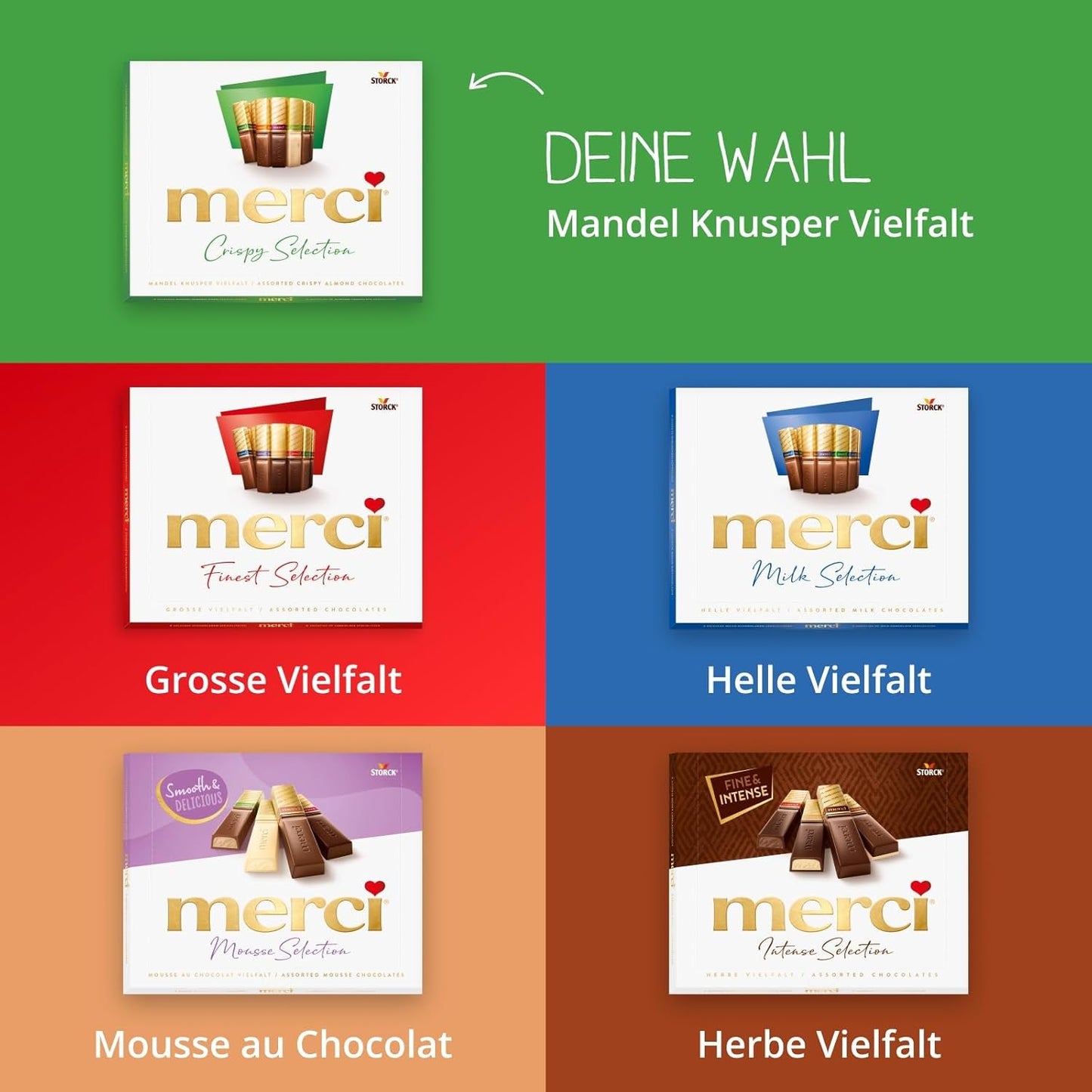 merci Finest Selection Amandelcrunch Varieteit – 1 x 250 g – Verfijnde specialiteiten met noten en chocolade – Gevulde en ongevulde pralines