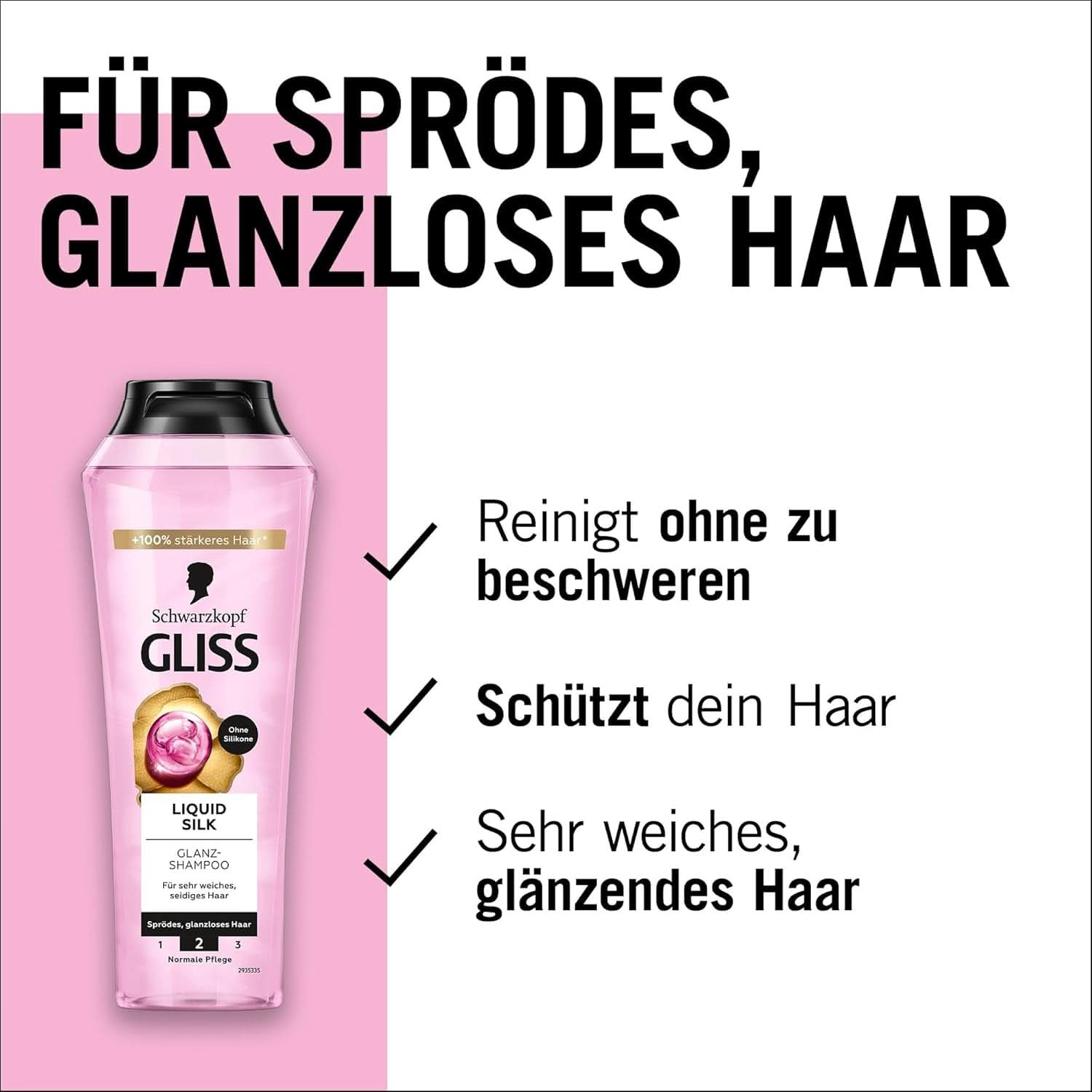 Gliss Shampoo Liquid Silk (250 ml), voor kwetsbaar en dof haar Douchen en baden Naty Shop