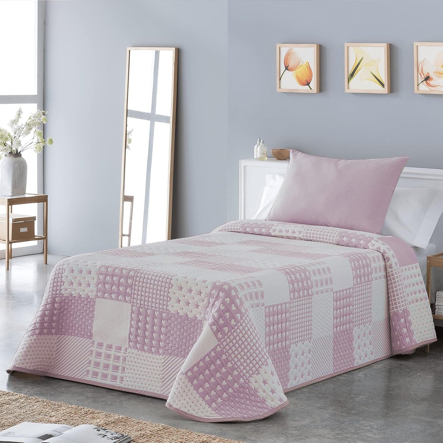 Sofia 21 light sprei voor tweepersoonsbedden van 180 en 200 cm, sprei voor bedden van 180 en 200 cm, grijze bedden en dekens Besuche den VIALMAN-Store Roze Cama 180: 270 cm x 270 cm