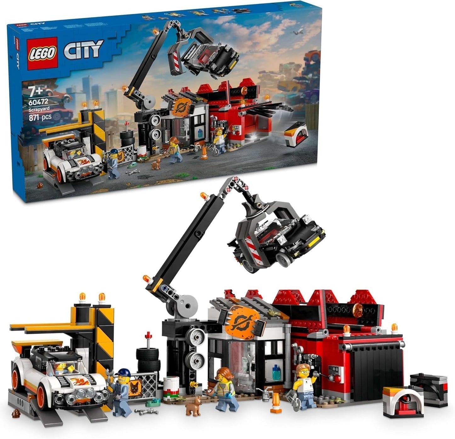 LEGO City schroothoop met auto's - speelgoed met schrootpers en kraan, 2 speelgoedauto's, 4 minifiguren van arbeiders en kantoorgebouw - verjaardagscadeaus voor jongens en meisjes vanaf 8 jaar 60472 Bouwsets Beuche in LEGO-Store Standaard titel