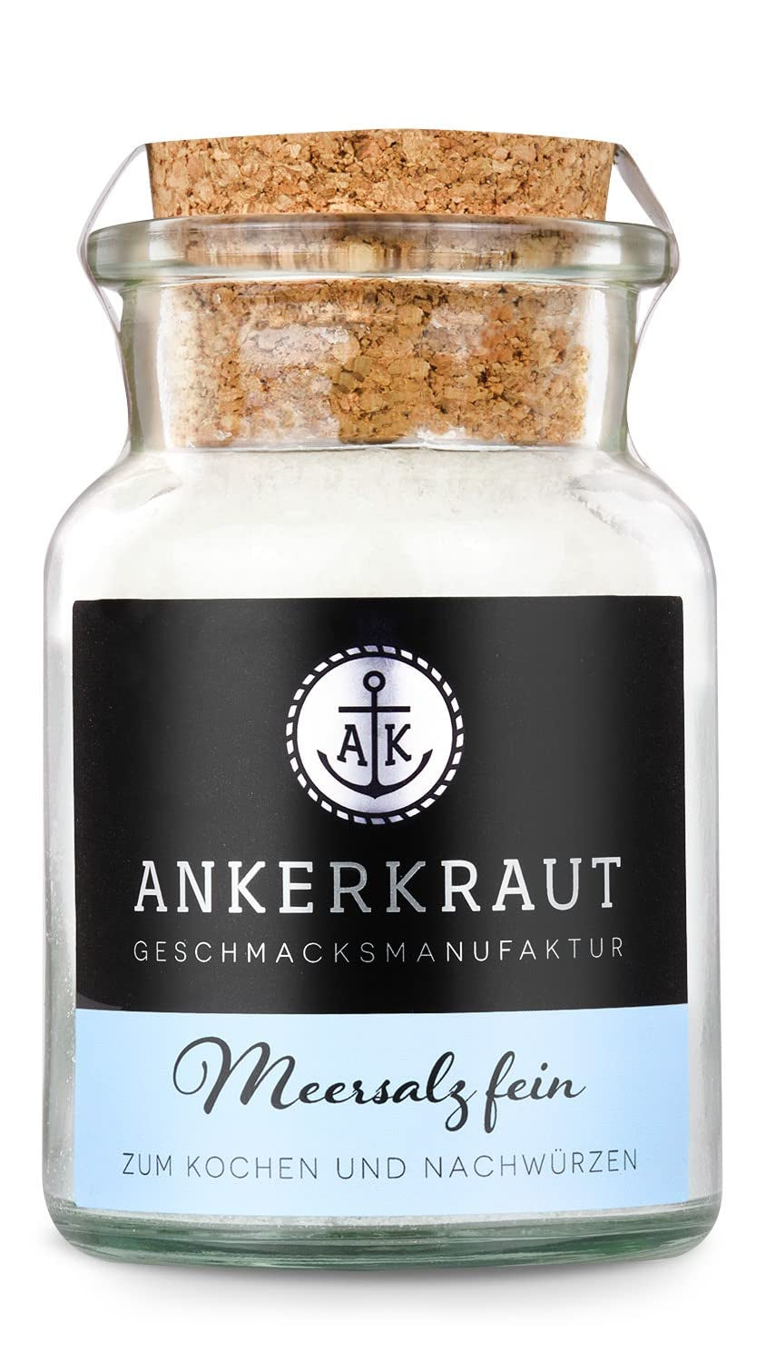 Ankerkraut Meersalz fijn, reines Salz zum kochen und würzen, 170g in korkenglas