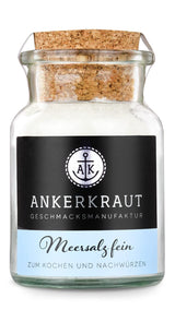 Ankerkraut Meersalz fijn, reines Salz zum kochen und würzen, 170g in korkenglas