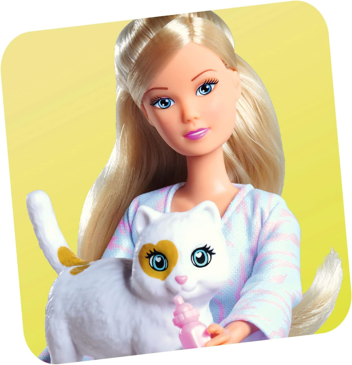 Simba Steffi Love Baby Cats, speeltoestel in modieuze kleding met schwangerer Katze en Zwei süßen Katzenbabys, Zubehör, 29cm, vanaf 3 jaar
