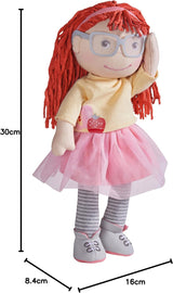 HABA AVA pop, pop van 30 cm met bril, zachte pop voor kinderen vanaf 18 maanden