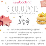 Scrapcooking - Set van 3 metalen kleurstoffen - Kleurstof: goud, rosé goud en robijn - Eetbare kleurstof voor bakken, cakes, koekjes, cakes, chocolade - 4019