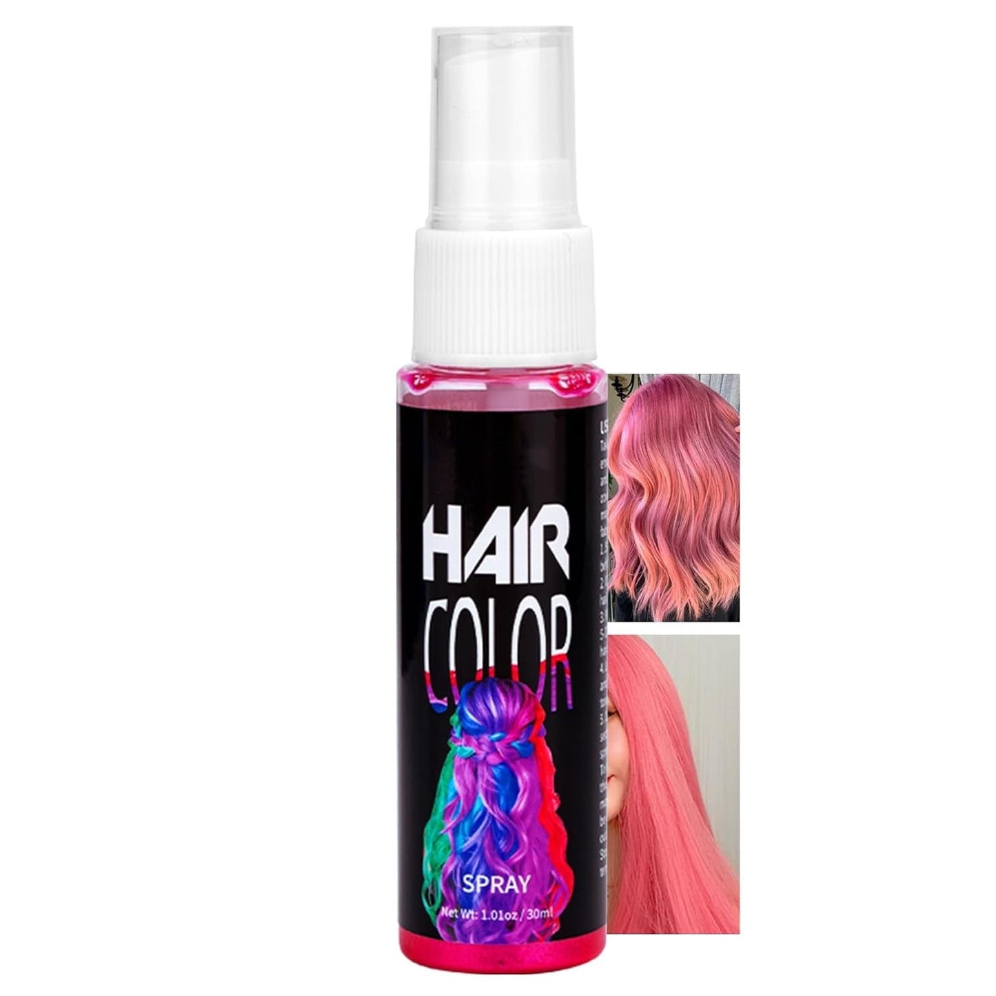 Haarlakkleur, Tijdelijke Rode Spray Haarverf, Roodgekleurde Haarverf, Wasbare Haarverf, Levendig Rode Haarkleurspray, Instant Haarverf, Haarverf voor Carnaval, Halloween, Cosplay, Feesthaarverf Naty Shop Roze 30 Ml (1 Pak)